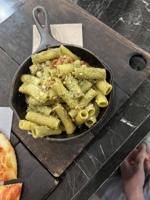 Pesto pastaa  at Virtuous Pie in Portland
