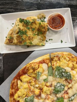 Cheesy garlic focaccia   at Virtuous Pie in Portland