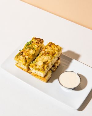 Cheesy garlic focaccia at Virtuous Pie in Portland