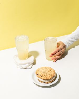 House-made classic lemonade and ice cream sandwich at Virtuous Pie in Portland