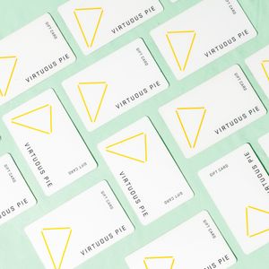 Gift cards available for purchase online and in restaurant at Virtuous Pie in Portland