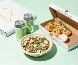 Kale caesar salad and garlic knots at Virtuous Pie in Portland