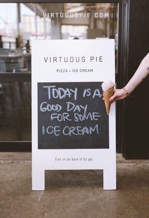 ice cream by the scoop with gluten free waffle cones at Virtuous Pie in Portland