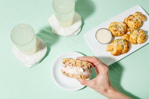 ice cream sandwich & garlic knots at Virtuous Pie in Portland