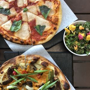 Ode to Philly, Margherita and Side Salad (Kale Caesar) at Virtuous Pie in Portland