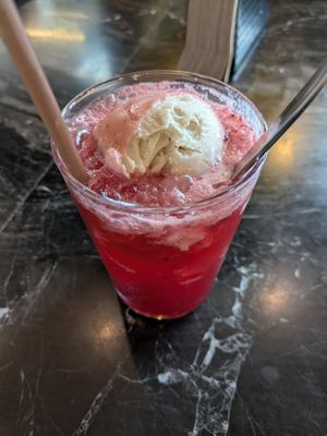 Marionberry Lemonade with vanilla bean scoop at Virtuous Pie in Portland