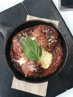 Italian meatballs  at Virtuous Pie in Portland