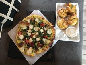 Ultraviolet and garlic knots! at Virtuous Pie in Portland