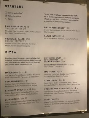 Menu at Virtuous Pie in Portland