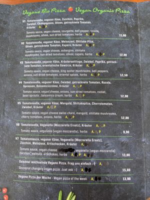 Auszug aus Speisekarte  at Organic Pizza in Salzburg