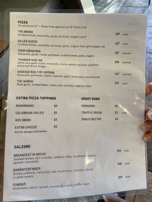 2021 menu at Donna Jean in San Diego