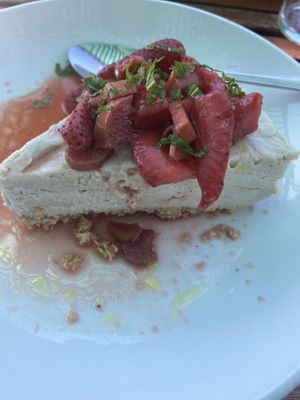 Strawberry rhubarb cheesecake  at Donna Jean in San Diego