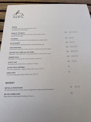 Other side of the menu  at Donna Jean in San Diego