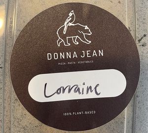 cute label for take out items   at Donna Jean in San Diego