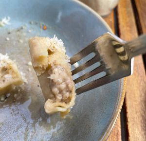 inside the tortelloni cacio e pepe  at Donna Jean in San Diego