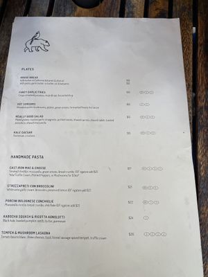 Menu  at Donna Jean in San Diego