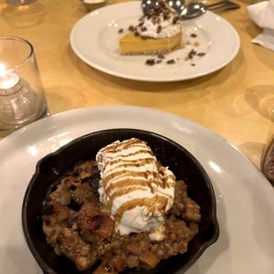 pumpkin cheesecake and pear crisp with coconut whip  at Donna Jean in San Diego