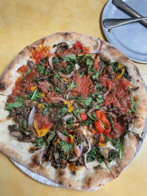 Veggie Pie with no cheese or oill  at Donna Jean in San Diego