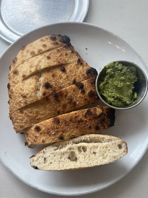 House made bread with walnut pesto   at Donna Jean in San Diego