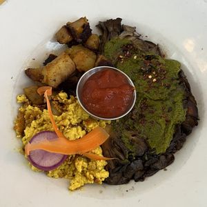 smoked maitake steak and eggs   at Donna Jean in San Diego