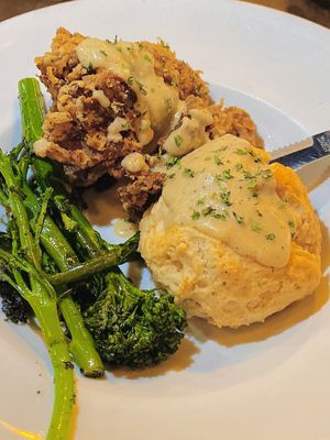 Mushroom fried chickun w/ biscuit n gravy.  at Donna Jean in San Diego