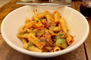 Italian Sausage Rigatoni Fra Diablo 🌶  at The Greyhound Cafe in Malvern