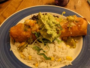 Chicken Chimichanga at The Greyhound Cafe in Malvern