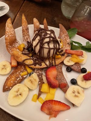 chocolate cinnamon bowl. reminded me of crispy funnel cake   at The Greyhound Cafe in Malvern