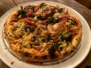 The veggie pizza was super delicious!   at The Greyhound Cafe in Malvern