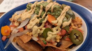 Stacked nachos at The Greyhound Cafe in Malvern