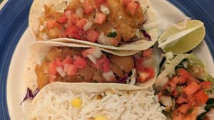 'fish' tacos at The Greyhound Cafe in Malvern