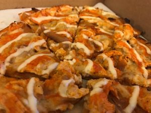 Buffalo chicken pizza  at The Greyhound Cafe in Malvern