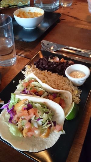 Fish tacos  at The Greyhound Cafe in Malvern