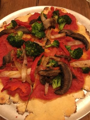 GF Veggie Lover’s Pizza (w/o ‘cheese’) at The Greyhound Cafe in Malvern