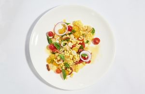 Heirloom Tomato & Corn Salad at VITA Vegan Paradise in New York City
