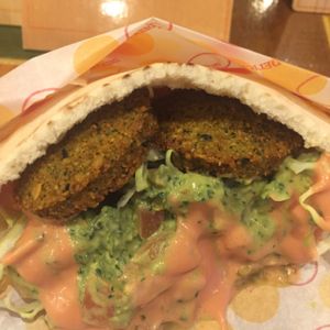 Farafel pita - yum!! at Gold Falafel in Osaka