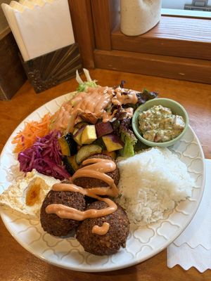 Falafel plate  at Gold Falafel in Osaka