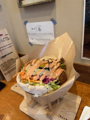 Falafel pita  at Gold Falafel in Osaka