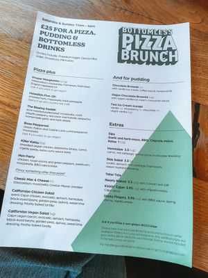 Bottomless brunch menu with vegan options clearly stated at The Stable in Birmingham