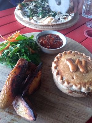 Vegan pie, wedges, chutney and salad at The Stable in Birmingham