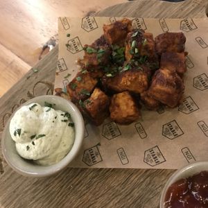 Tempeh and tahini bites (delicious)!! at The Stable in Bournemouth
