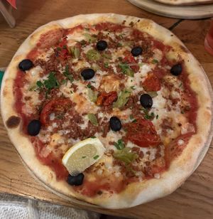 Vegan pizza  at The Stable in Falmouth