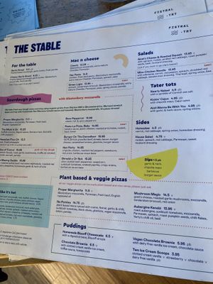 Menu  at The Stable in Newquay