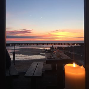 sunset view from the restaurant  at The Stable in Newquay