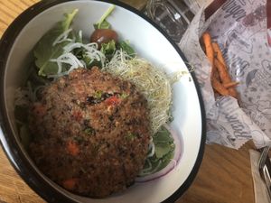 Kali Fresh Salad with a quinoa patty  at Bareburger in Rye