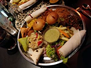 Vegan platter served on Wednesdays  at Etiopico Afrika in Gran Canaria