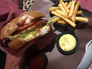 Special Vegan Burger, made of chickpeas.  at Etiopico Afrika in Gran Canaria