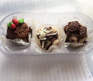 Sweets treats , brazilian style, a lot of flavors, hand made decorated. You should try specially the chocolate balls (brigadeiro). at Guia Vegano - Vegan Store in Florianopolis