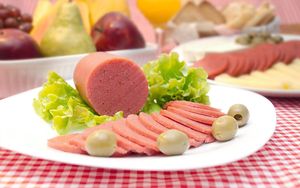 Glutadelas. A brazilian balloni made from seitan. at Guia Vegano - Vegan Store in Florianopolis