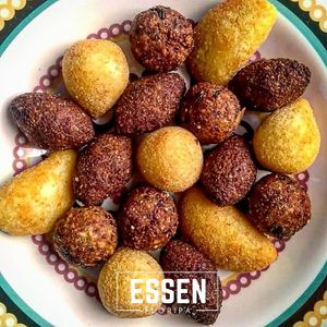 Mix of deep fry brazilian snacks (available frozen to be heated) at Guia Vegano - Vegan Store in Florianopolis